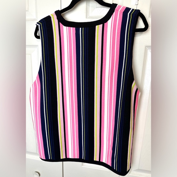 RACHEL ROY Taryn Tank Top Sweater Striped Knit Shell Blouse Shirt Pink Black - Picture 6 of 11